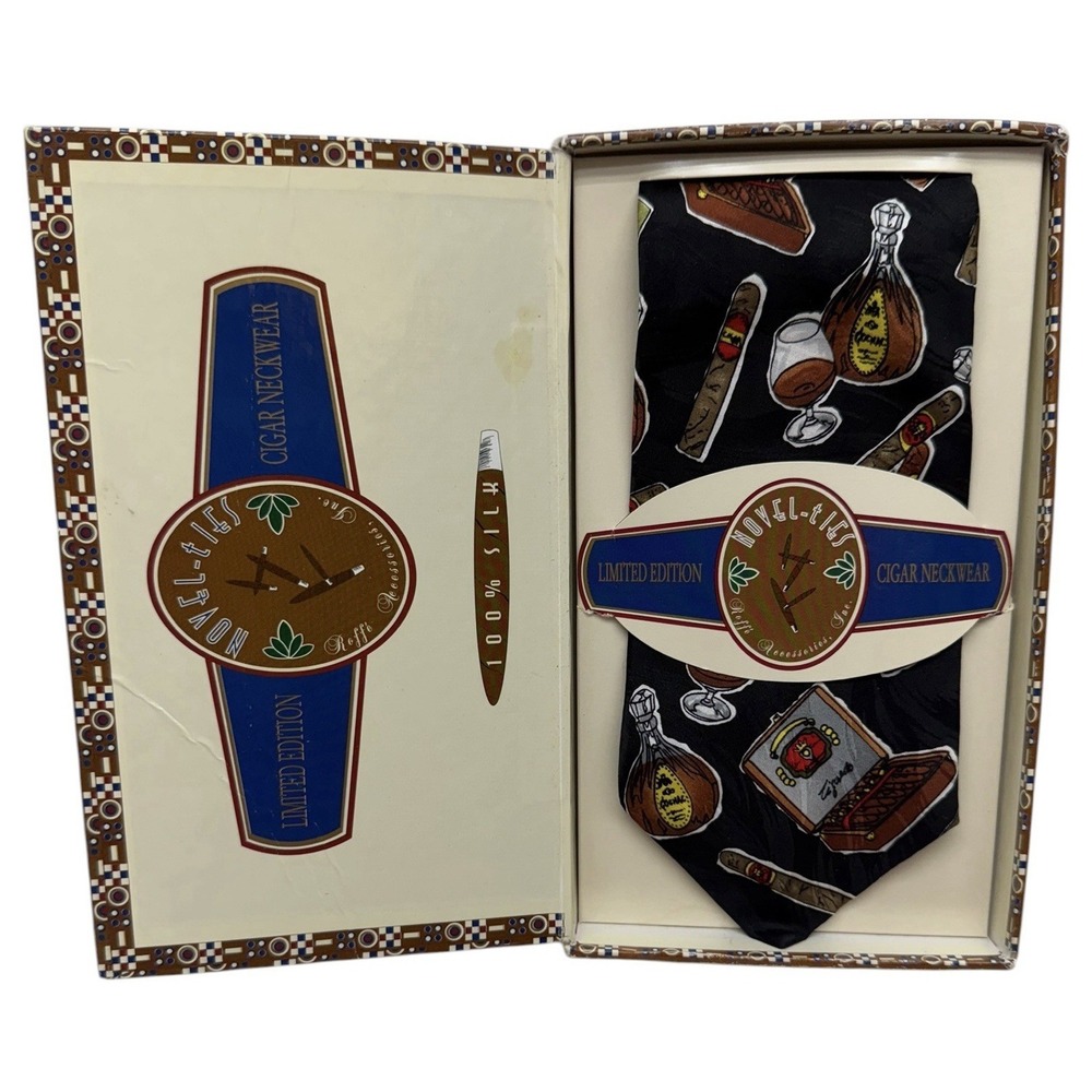 Novel-ties by Roffe' Cigar Cognac Silk Made‎ in U.S.A. Neck tie conversation pc